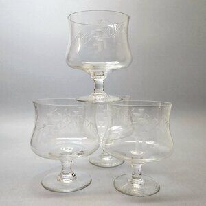 MCM Bamboo Etched Cocktail Glasses - Great for Tiki Bar - Set of 4